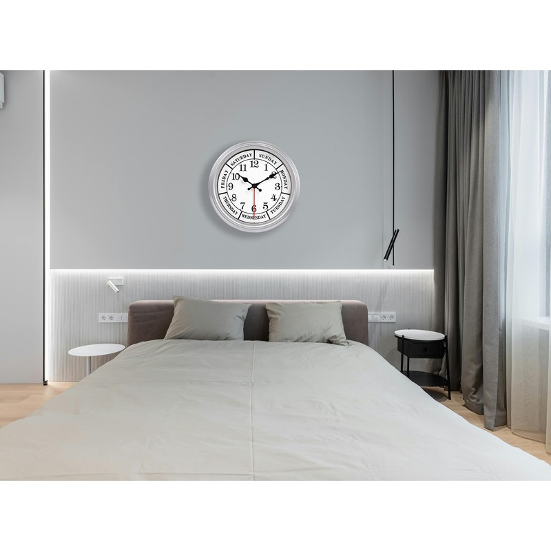 JENLYSTIME 12 Inch Retro Wall Clock,Classic Day of The Week