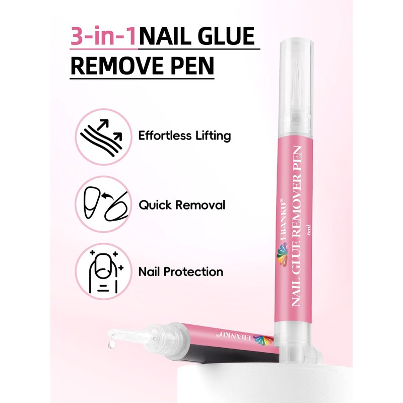 EBANKU 4 Pcs Nail Glue Remover Pen, Click&Remove Pen Design