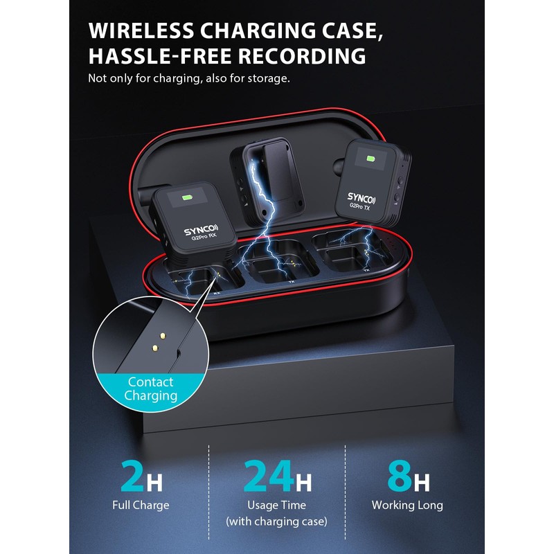 SYNCO Wireless Lavalier Mic System, G2(A2) PRO Dual Channel 656FT