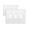 ZILLSEA 2-Pack Pure White Triple Toggle Light Switch Covers, Metal