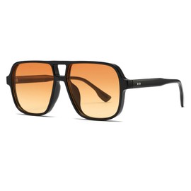 JCTAIFOO Fashion Oversized Square Sunglasses for Women Men, Vintage Retro UV400 Protection Glasses (Black/Gradient Orange)