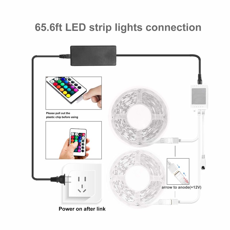 65.6 ft Bluetooth LED Strip Lights, Sync Music Color Changing