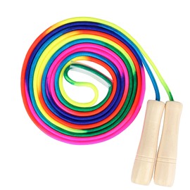 Long Jump Rope, Large Jump Rope, For Home Use, Group Jump Rope, Long, 16.4 ft (5 m), Cute, Adjustable Large Jump Rope, With Protective Tube, Wooden Handle, For Group Use, Competitions, Rainbow Rope