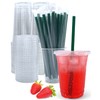 Aatriet 12 oz Clear Plastic Cups with Lids and Straws,