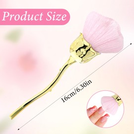 Nogeqi 2PCS Nail Dust Brush Powder Remover Large Acrylic Nail Art Dust Brushes Rose-Shaped Fluffy Duster Brush for Nail Dust Collector Trimming Cleaning Makeup Brush Tools Pink Black