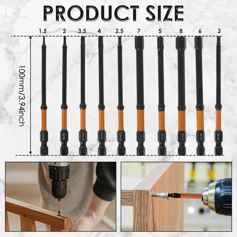 20 Pcs Impact Hex Head Allen Wrench Drill Bit Set,