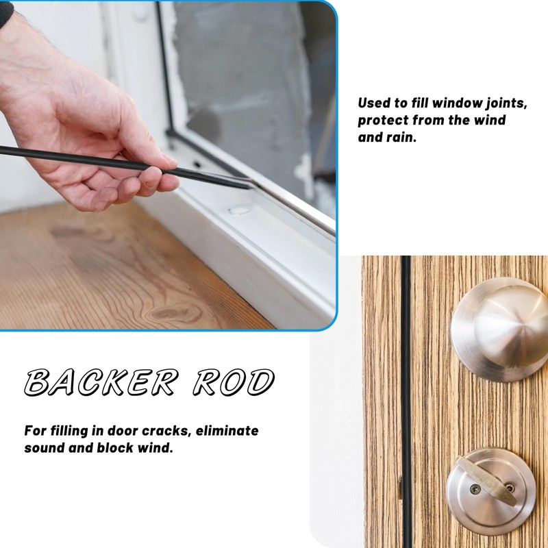U0U 100 Ft Backer Rod 1/8 Inch,Black Foam Caulk Saver