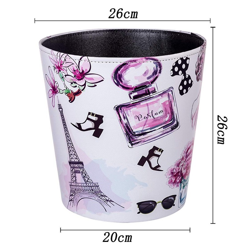 Scakbyer 10L/2.64 Gallon PU Leather Trash Can Decorative Wastebasket Waterproof