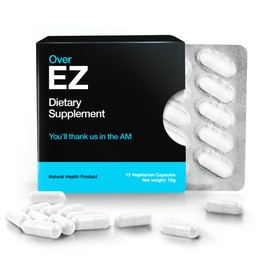 OVER EZ Pre-Drink Supplement - Party Recovery & Prevention Pills for a Night Out & Better Mornings (12 Capsules) & Milk Thistle, Amino Acids, Vitamin Bs