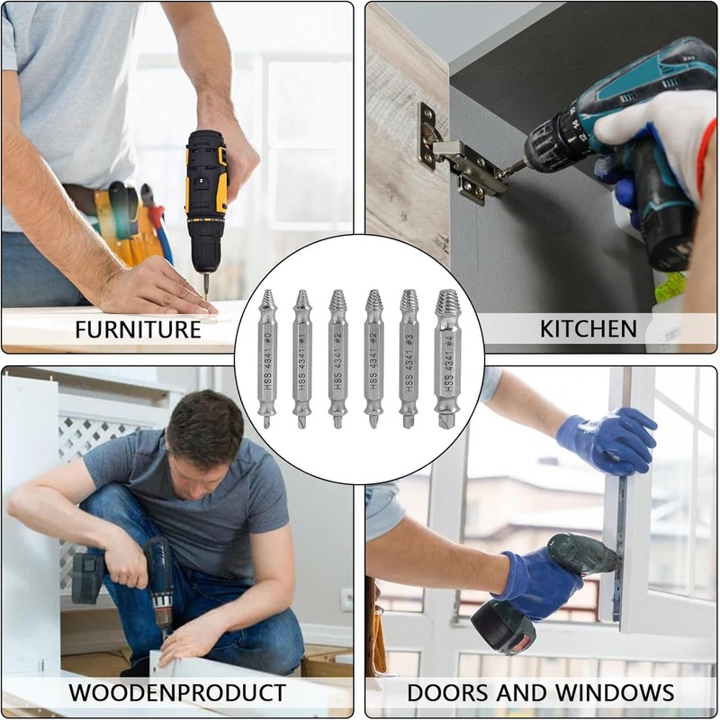 Set of 4 Damaged Screw Extractor Set, Screw Remover and