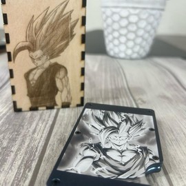 Beast Gohan Aluminum Wallet With wooden Case slim credit