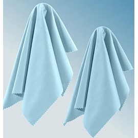 2 Pack Light Blue Oversized Microfiber Cleaning Cloth, Ideal for All LCD and Touch Screens Lenses on Cameras, Binoculars, telescopes, All Types of Optical Glass (8inchx8inch or 20x20cm)