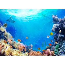 Alltten 7x5FT Under The Sea Backdrop Underwater Background Ocean Backdrops for Wall Mermaid Party Decoration F252