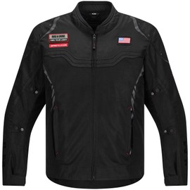 ILM Motorcycle Mesh Jacket with CE Armor and Detachable Waterproof Liner Dual Sport All Season Riding for Men Model JRC2-M Black, L