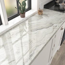 Silver/Beige Marble Contact Paper for Countertops Waterproof Granite Counter Tops Marble Peel and Stick Wallpaper for Kitchen Backsplash Self Adhesive Waterproof Vinyl Wrap for Table Top 15.8''x236''