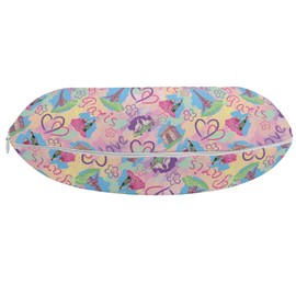 Ambesonne Modern Travel Pillow Neck Rest, Vintage Retro Paris French Design with Landmarks and Florals Art, Memory Foam Traveling Accessory for Airplane and Car, 12", Pink Blue