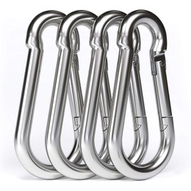 SENENQU Pack of 4 M10 Carabiner Stainless Steel 10 x 100 mm Large Carabiner Hook Stainless Steel Load Capacity 600 kg / 1200 lb Hook Carabiner Hook Camping Hamc Swing - 100 mm x φ10 mm