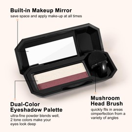 Boobeen 2 Color Eye Shadow, Portable Dual-Color Glitter Eyeshadow Palette Highly Pigmented Powder Eyeshadow Waterproof and Smooth Texture, Long Lasting For Eye Makeup
