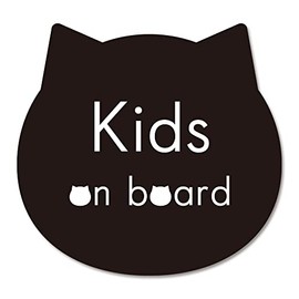 SignStore Kids on Board Cat Sticker 4.7" x 4.9" Multicolor Vinyl Made in Japan sticker_car_natural_10_Kids (Black)