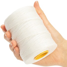 9-Ply White String Waxed Twine, 660 Feet per Roll Heavy Duty Twine String, White Cable Tie Down Wax Lacing Cord for Indoor or Outdoor Use,Thick White Twine Wax String with 160 LBS Tensile Strength (1)