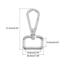 uxcell - 15 cierres giratorios, anillo en D de 0.78 pulgadas, cierre de langosta de metal para hacer bolsos, llavero, correa de cinturón, color plateado