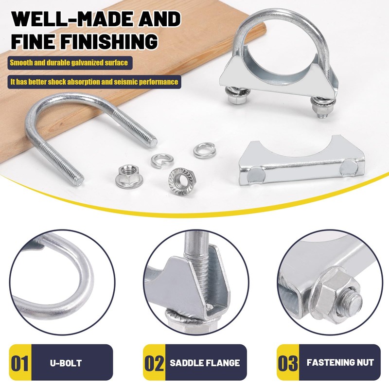 Mardatt 2 pieces 1-3/4 inch (45 mm) exhaust U-clamp, silencer