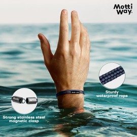 Motti Way Nautical Durable Blue Rope Cord Cuff Unisex Waterproof Male Bracelets with Magnetic Clasp, Cord Bracelet For Men, M-L Size