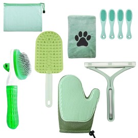 Dog Grooming Kit for Shedding – 9-in-1 Pet Grooming Set for Dogs and Cats with Deshedding Brush, Glove, Toothbrush & Travel Bag – Easy to Use