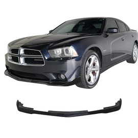 IKON MOTORSPORTS, Front Bumper Lip Compatible With 2011-2014 Dodge Charger RT SXT SE, IKON Style Front Lip Spoiler Bodykit Unpainted Black PU Poly Urethane, 2012 2013