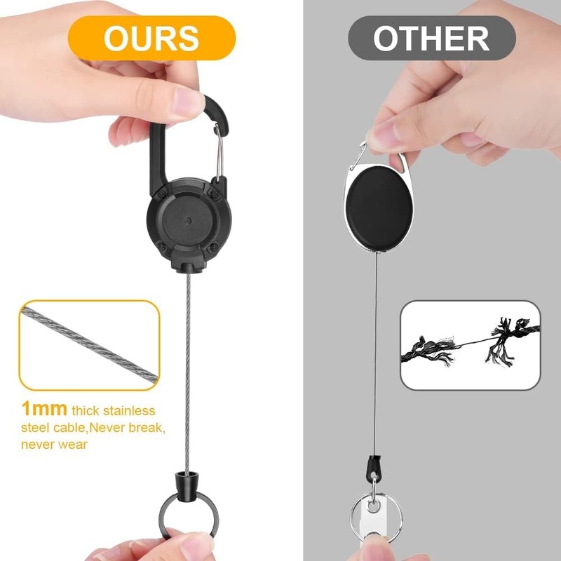 4 pieces lanyard, extendible, durable retractable key ring, retractable key