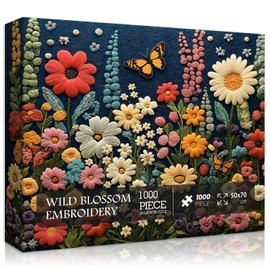 Wildflower Puzzle for Adults 1000 Pieces,Flower Plant Butterfly Art Themed, Spring Garden Floral Jigsaw Puzzles for Adults 1000 Pieces Nature