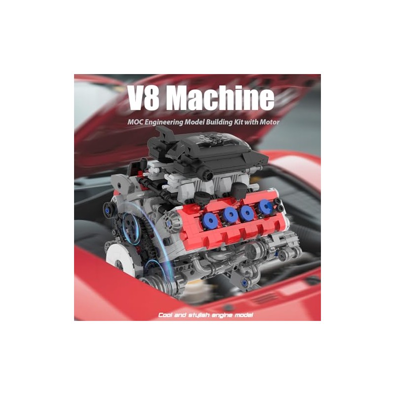 Mavo brix V8 Engine Building Set, Model Kit for Adults,