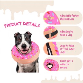 Inflatable Dog Cone Collar Alternative After Surgery for Small Medium Large Pet (Pink, M+（Neck 11"-14"）)