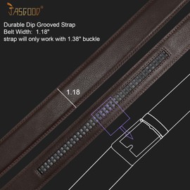 JASGOOD Ratchet Belt Replacement Strap 1 1/8", Leather Belt Strap for 35MM Slide Click Buckle, C-Coffee, Suit Pant Size 44"-45"
