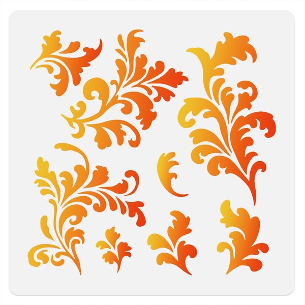 DOODLREAM 8 Styles Acanthus Leaf Stencil for Painting, 30×30cm Reusable
