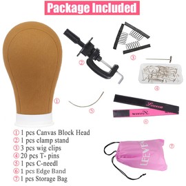 Leeven 22 Inch Canvas Head for Wigs Brown Mannequin Head with Clamp Canvas Block Head for Wig Making Accessories Display/Styling Wig Head 22 Inch