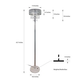 beaysyty Modern K9 Clear Glass Crystals Floor Lamp, On/Off Foot Switch, Crystal & Glass 3-Lights Standing Light, Reading Corner Lamp for Office Cafe, Living Room Bedroom (Chrome)