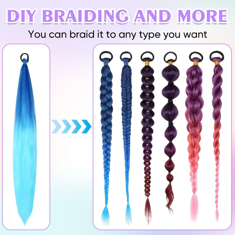 Pack of 2 Colourful Braiding Hair Strands for Kids Girls