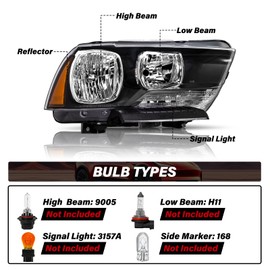 Bingbingmotor BRYGHT Headlight Assembly Fit for 2011 to 2014 Dodge Charger Driver and Passenger Side
