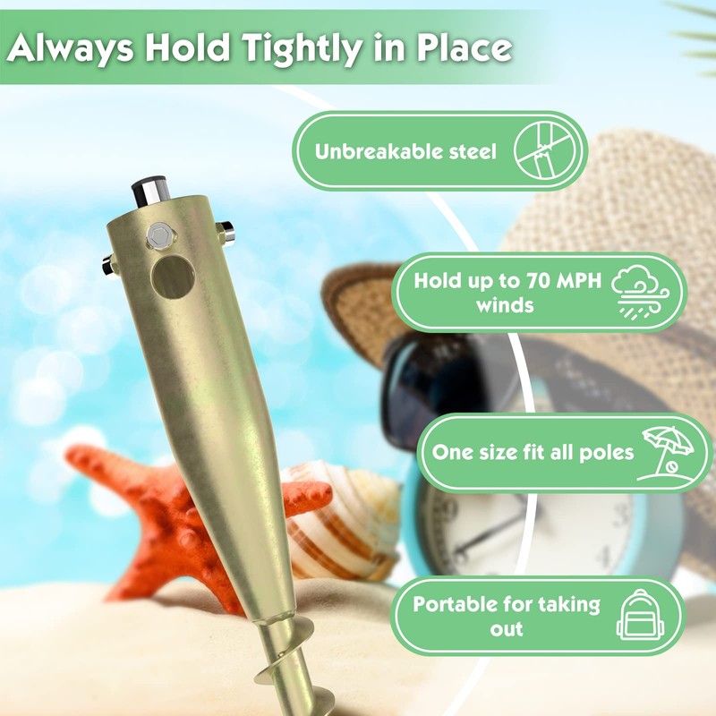 DAKEPOLE Patio Ground Beach Sand Umbrella Anchor,Rust Free Outdoor Beach