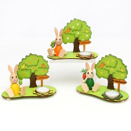 'Tea Light Holder Gnome House' Easter Scene "Rabbit Tommy 12 * 8 * 15/8 cm Set of 3