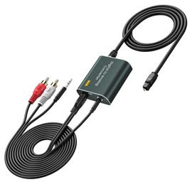Ozvavzk 192 kHz DA Converter, Digital Analogue Converter Audio Supports Digital Optical to Double 3.5 mm Jack Output, Optical to AUX RCA Adapter with Dual 3.5 mm Jack Connections