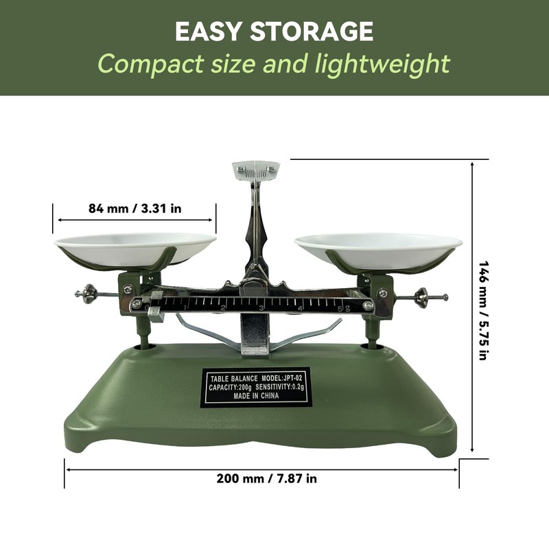 TADA 200g/0.2g Mechanical Balance Scale with Calibration Weights for Science