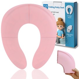 Funbliss Foldable Travel Potty Seat for Toddlers,Potty Training Essentials for Boys and Girl, Portable Toilet Training Seat with Non-Slip Suction Cups,Travel Bag,Pink