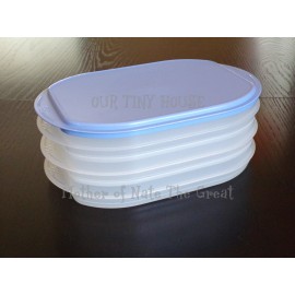 Tupperware Fridge Stackables Deli Keeper Meat Cheese Container Vintage True Blue