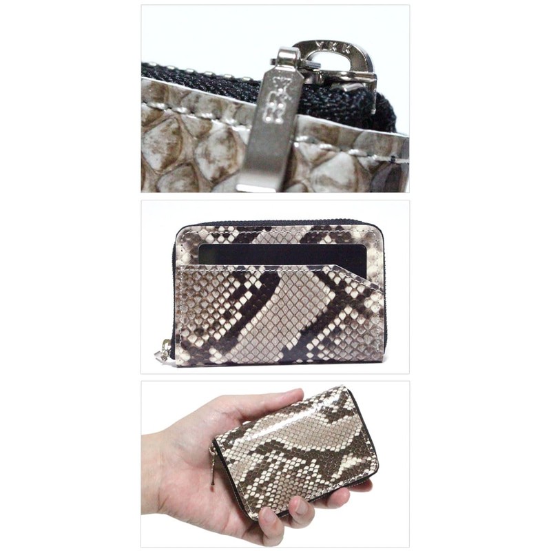 Berkut Diamond Python Coin Purse, Glossy YKK Zip, Feng Shui