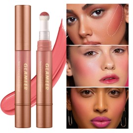 Blush Stick,Liquid Blush Stick,Silky Smooth Creamy Formula,Lightweight Blendable Blush Rouge Stick,Naturally Sculpted Look Professional Beauty Makeup Blush (01/02)