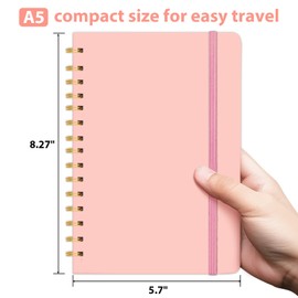 Spiral Notebook A5, 8.27 x5.7" Spiral Journal 160 Lined Hardcover Notebook Writing, Note Taking, Journaling, School, Work, Gift (Pink)