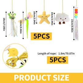 svpfuo Pack of 5 Cat Toys, Cat Toy, Suitable for Cats Self High Bite Resistant Feathers, Hanging Swinging Cat Teaser Stick. Cat Teaser Stick Teaser Toy