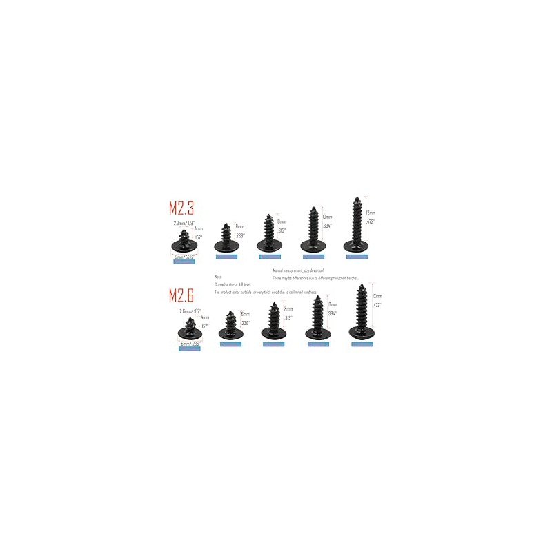 LBY 1000pcs M2.3 M2.6 Truss Head Self-Tapping Screws, Wafer and